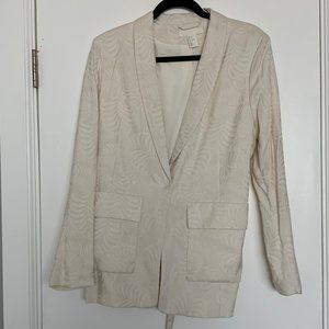 Floral Textured White H&M Blazer wit tie